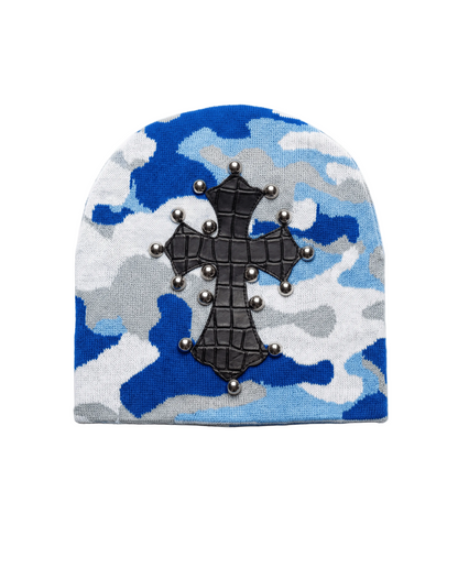 Blue Camo Studded Beanie - Holy Spirit Clothing Co.