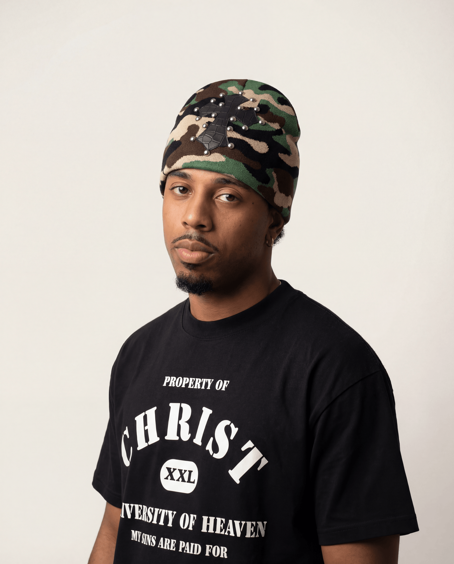 Green Camo Studded Beanie - Holy Spirit Clothing Co.