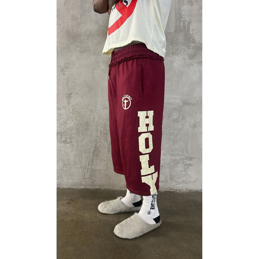Holy Long Shorts (Maroon) - Holy Spirit Clothing Co.