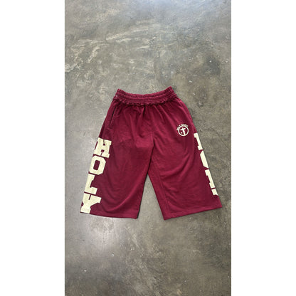 Holy Long Shorts (Maroon) - Holy Spirit Clothing Co.