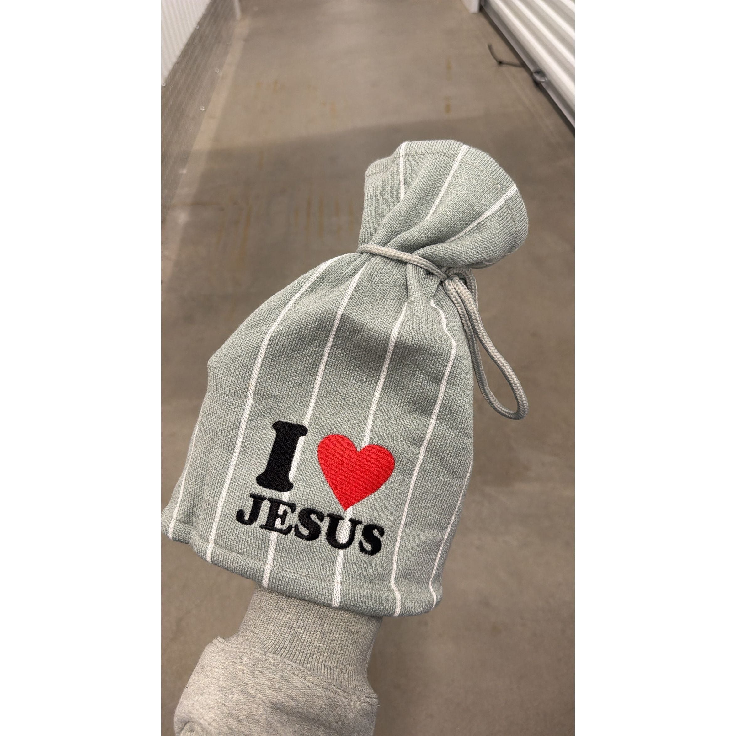I Love Jesus (Ash) Tie Beanie - Holy Spirit Clothing Co.