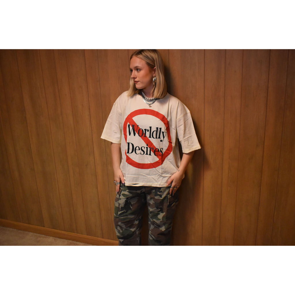Worldly Desires Tee (Cream) - Holy Spirit Clothing Co.