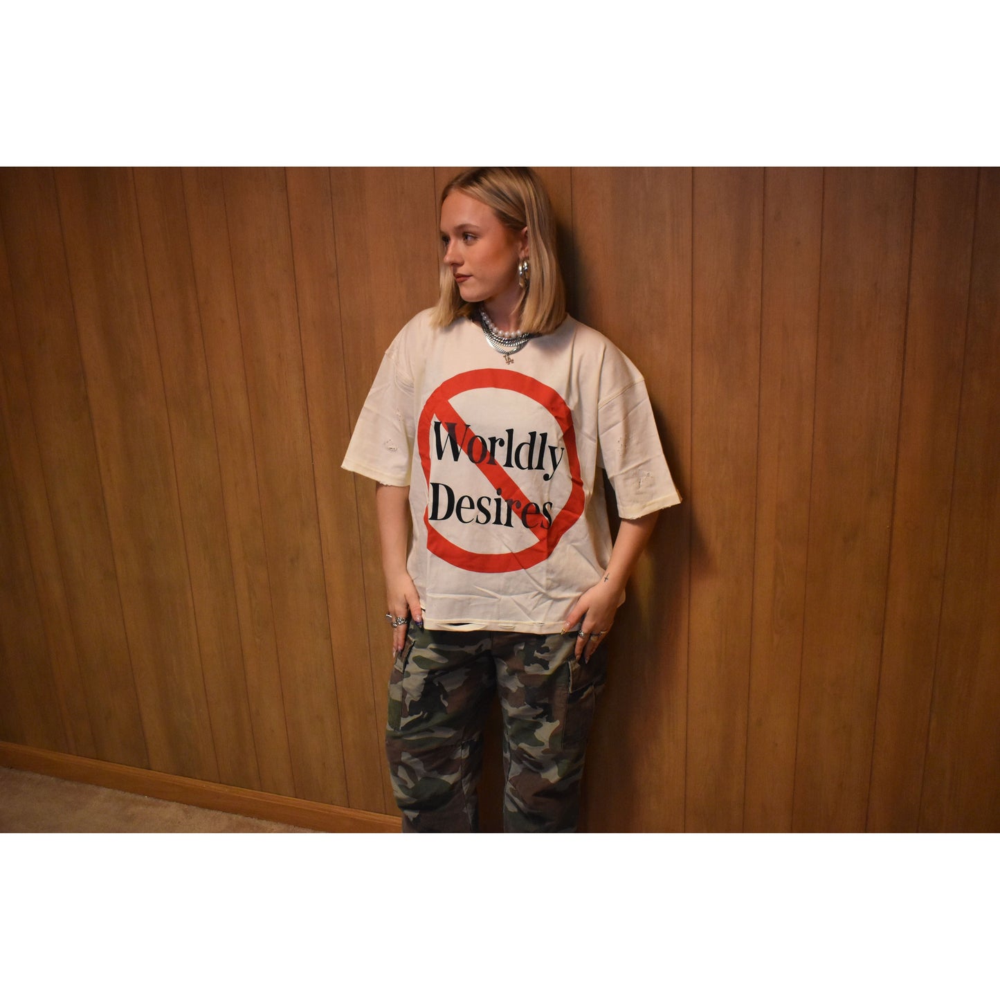 Worldly Desires Tee (Cream) - Holy Spirit Clothing Co.